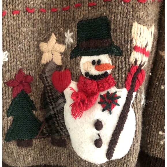 Victoria Jones Ramie Wool Cardigan Womens Sz M VTG Embroidered Patchwork Winter - Picture 10 of 16